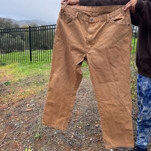 Mens 2012 Dickies Relaxed Fit Straight Leg Brown Carpenter Duck Jeans 42x32